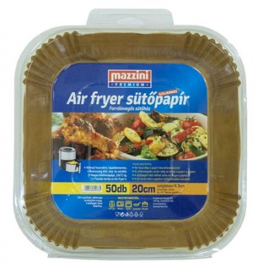 Sütőpapír, szilikonos, Air Fryer készülékhez, szögletes, 20 cm, 50 db, MAZZINI "Premium"